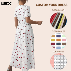 <span class=keywords><strong>Robe</strong></span> longue moulante élégante et tendance à manches courtes, col carré, coupe godet, idéale pour l'été - Product Image 2