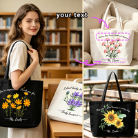 Tas Kanvas Bunga Besar Custom, Cetak Logo & Slogan Personal, Tas Kapasitas Besar Promosi Grosir
