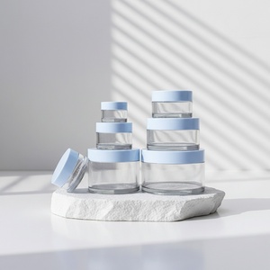 Custom Cosmetic Cream <b>Jar</b> Silk Screen logo Blue Amber <b>Empty</b> 30g 50g 100g 120g 150g 200g Body Scrub <b>Jar</b> with Gold Aluminum Cap - Product Image 1