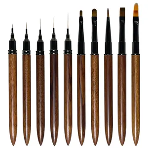 Professional <b>Nail</b> Art Brushes 3D Painting Manicure Acrylic Brush UV Gel Line Drawing Flower Carving Pen Wooden Handle <b>Nail</b> <b>Tools</b> - Product Image 1