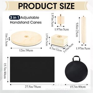 Bâton de marche inversé réglable en bois massif, entraîneur d'équilibre pour le yoga avec tapis antidérapant et sac portable pour la remise en forme, la danse et les exercices - Product Image 4