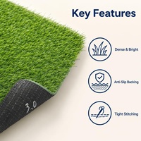 Gazon artificiel économique de 30 mm, rouleau de gazon synthétique non poreux avec support imperméable, tapis de pelouse artificielle pour la verdure murale et les sols intérieurs