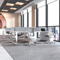 Poste de travail de bureau industriel modulaire, extensible, personnalisable, durable, moderne, pour 2, 4, 6 ou 8 personnes, blanc, pour bureau à aire ouverte