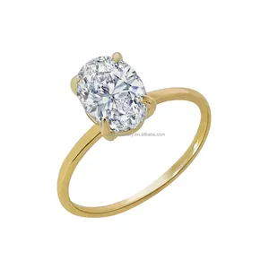 순수 14 천개 진짜 골드 반지 솔리테어 스톤 Moissanite ct 3ct Moissanite 링 웨딩 약혼 파인 쥬얼리 반지