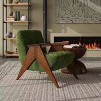 Fauteuil capitonné en velours pour salon, chambre ou salle à manger, avec structure en bois, style rétro, mobilier de maison durable