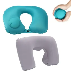 Press on Inflatable <b>Pillow</b> to Relax Neck Travel U-shaped <b>Pillow</b> Foldable and Portable with Leak Proof Device Ordinary U-shaped - Product Image 1