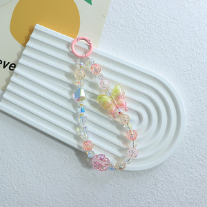 Đính cườm bướm Vòng tay Keychain Acrylic Pha lê Vòng đeo tay phong cách vòng chìa khóa quyến rũ cho túi ví phụ kiện - Product Image 5