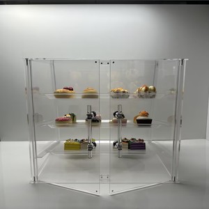 Countertop 3 khay acrylic hiển thị trường hợp rõ ràng Acrylic Pastry hiển thị bánh với cửa sau Acrylic Pastry hiển thị - Product Image 2