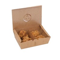 Boîte à lunch pliable en carton 1000 ml, compatible micro-ondes, portable, anti-fuite, pour sandwichs en forme de burger, à emporter individuellement en kraft