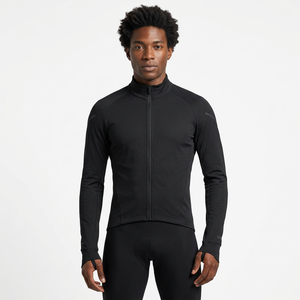 Maillot de cyclisme pour homme, noir, à fermeture éclair intégrale, manches longues, sans coutures, respirant, séchage rapide, haut de performance - Product Image 4