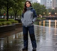 Unisex Softshell Rollkragen-Segeljacke und Latzhose Set Wasserdicht Winddicht Atmungsaktiv Robust Reißfest Winter Offshore