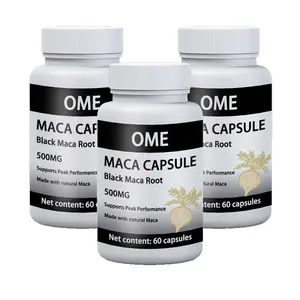 Private Label Capsules of Horny Goat Weed, Maca Root Powder and Ginseng Root Supplements