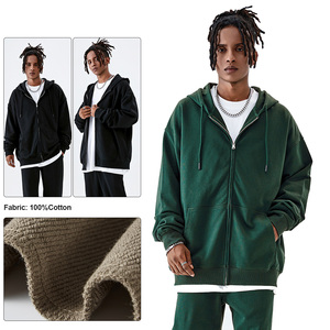 Sudadera con Capucha para Hombre de Alta Calidad, Impresión Puff, 400 g/m², Cierre de Cremallera, Talla Grande, Logotipo Personalizado, Hombros Caídos, Sudadera Lisa para Hombre - Product Image 3
