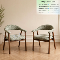 Fauteuil d'appoint moderne du milieu du siècle, en bois massif, avec revêtement en tissu texturé, fauteuil à accoudoirs, chaise de salle à manger, vente en gros OEM ODM OKAY
