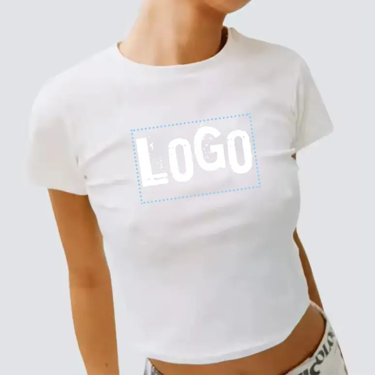 sexy thin blank breathable summer crop tops 100% cotton Y2K baby tee custom logo printing women plain t-shirt
