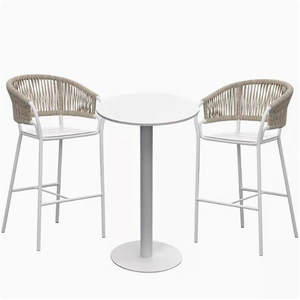 Tabourets de bar d'extérieur en rotin avec structure métallique, durables, pour usage commercial - Product Image 4