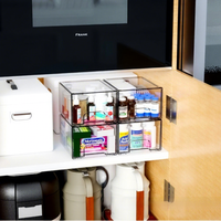 Organisateur de tiroirs empilables transparents en PET pour fournitures de bureau et cosmétiques (vente en gros)