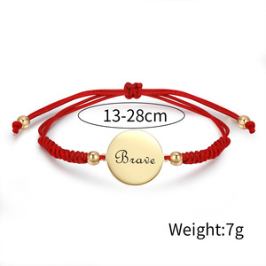 Braccialetti in Corda Macramè con Charm a Disco Rotondo in Acciaio Inox, Argento, Oro Rosa, Oro 18k, Personalizzabili con Logo - Product Image 3