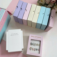 Boîte rigide haut de gamme pour nail art avec fenêtre transparente, finition brillante, logo estampé à chaud et éponge intégrée