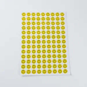 Adesivo personalizado de sorriso amarelo, adesivo de resina epóxi em formato redondo