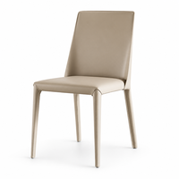 Chaise de salle à manger rembourrée moderne pour restaurant, hôtel, café, salle à manger, chaise d'appoint sans accoudoirs avec pieds coniques fins, beige