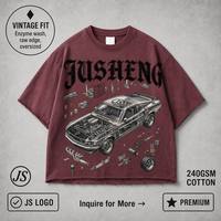 OEM ODM Herren 280gsm Säuregewaschenes Manga T-Shirt 100% Baumwolle Oversized Boxy Fit DTG Charakter Anime Grafik Atmungsaktiv Schwergewichtig