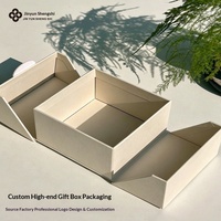 Boîte à double ouverture personnalisée avec fermeture magnétique pour cadeaux, thé, produits de soin de la peau ; gaufrage de logo disponible, designs clients