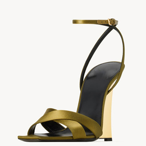 Nouveaux modèles de sandales à talons compensés hauts pour femmes, à bout ouvert pointu, avec boucles à la cheville et brides croisées, style habillé - Product Image 3