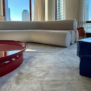 Sofá Curvo Semicircular con Relleno de Espuma y Tapizado en Tela para Sala de Estar - Product Image 4