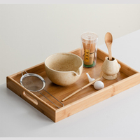 Ensemble de matcha japonais en bambou de 9 pièces avec bol en céramique et fouet en bambou, ensemble complet de thé matcha pour cadeau