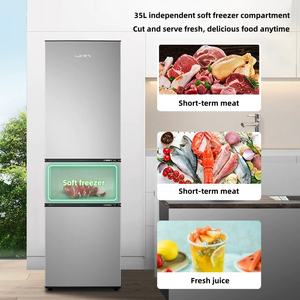 Réfrigérateur à trois portes de 195 L, refroidissement direct, économie d'énergie, acier inoxydable, 220 V - Product Image 2