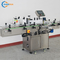 Machine d'étiquetage automatique électrique double face avec PLC et moteur pour bouteilles carrées, bocaux, emballages en acier inoxydable 304 et en bois