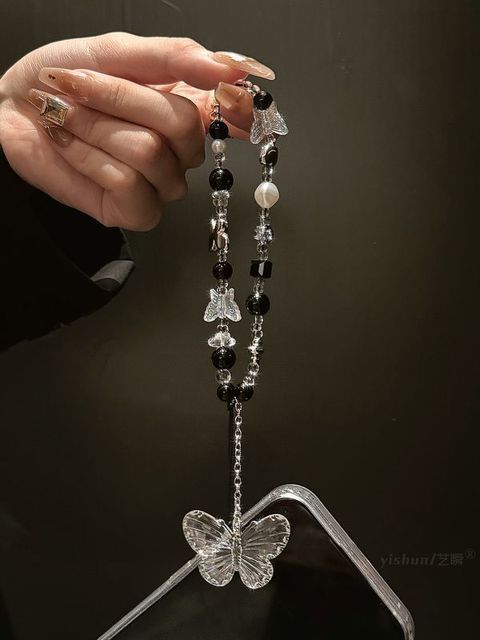 Luxury Bling Diamond Crystal Phone Keychain butterfly Cell Phone Charms Accessories Mobile Phone Strap Lanyard Bag Charm Pendant