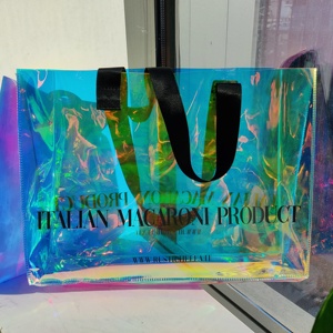 Diseño de moda rosa brillante bolso de hombro transparente holográfico Pvc iridiscente bolso de mano con logotipo impreso personalizado - Product Image 6