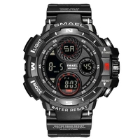 Smael 8022 relojes hombres reloj de pulsera pantalla Dual 12 24 horas muñeca impermeable Digital antisísmico reloj despertador función de sincronización