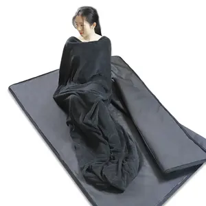 Toalla de manta de Sauna con logotipo personalizado Insertar 100% Coral Velvet Dosis más alta Toalla de manta de Sauna infrarroja negra