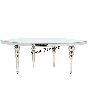 โต๊ะกระจกครึ่งดวงทำจากสแตนเลสสำหรับจัดงานแต่งงาน - Product Image 1