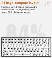 OUSAID DK84 Gasket Structure Custom Keyboard Gaming Mechanical DIY RGB Backlit 84 Keys Mini Wireless Keyboard