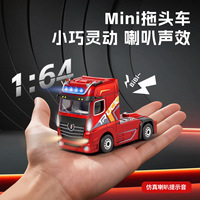 Camion tracteur porte-conteneurs RC WL à l'échelle 1:64 avec commandes proportionnelles, télécommande 2.4G, lumières LED, construction en plastique
