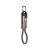 Câble de charge rapide USB multifonction 4-en-1 240W 5A avec cordon court porte-clés USB-A/C vers Type-C/L pour iPhone 17 15