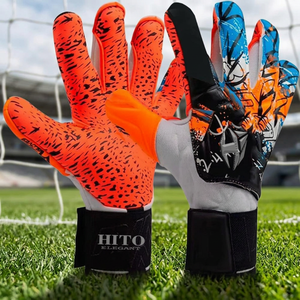 Gants de gardien de but de football professionnels respirants avec protection des doigts, en latex allemand, impression par sublimation sur le dos de la main - Product Image 2