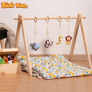 Xiair Wood Soft Baby Toy Cute Play Gym Equipment Activity Byby Gym Frame Foldable for Baby Hanging Toys Set