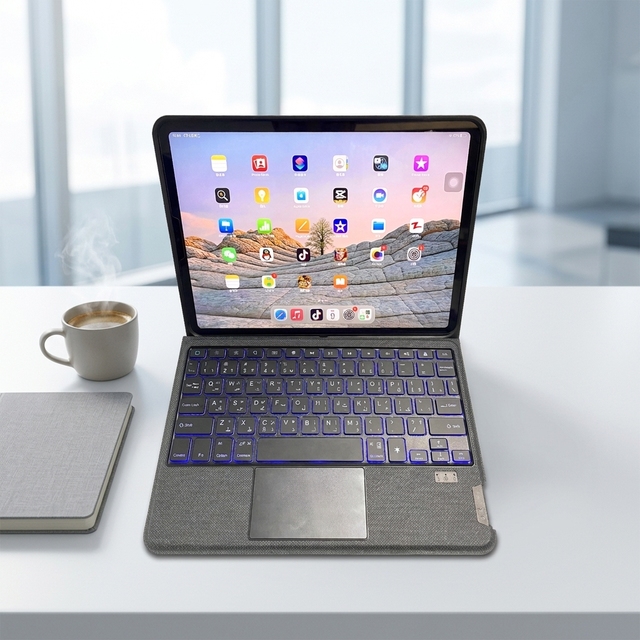 New Magnetic Pencil Charger PU+TPU+ABS Case USB-C Wireless Split Keyboard Touchpad Backlit Waterproof for iPad