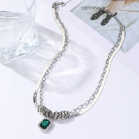 Zircone Double Couche Collier Automne Hiver Pull Chaîne En Acier Inoxydable Argent Clavicule Chaîne