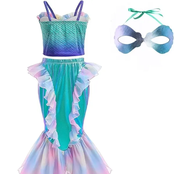 Love Party sirena vestito bambine Ariel vestito da principessa vestito con gli occhi per la maschera festa di compleanno Halloween
