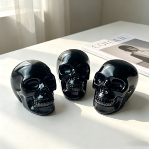 Crânes en obsidienne naturelle de 7 cm, sculptures de crânes, pierres de guérison pour le Feng Shui et la décoration intérieure, vente en gros - Product Image 4