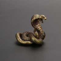Statue de serpent en laiton antique, figurine de cobra vintage en cuivre massif, miniature animal du zodiaque, mascotte porte-bonheur, ornement de richesse, décoration intérieure