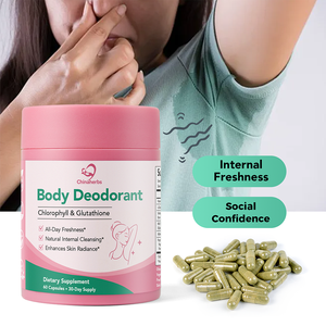 Desodorante corporal de marca privada personalizado de Chinaherbs, suplemento blanqueador de la piel con glutatión, cápsula de clorofila para el olor corporal. - Product Image 1