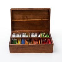 Boîte de rangement en bois rectangulaire pour sachets de thé avec 4 compartiments, design détachable, style campagnard, pour sachets de thé