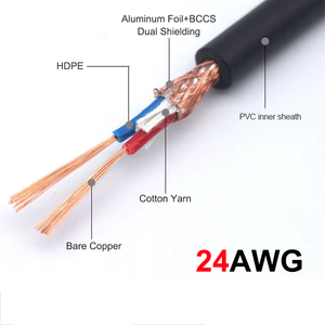 כבל שמע XLR איכותי מסוג PVC, 2 גידים, 24AWG, נחושת חשופה OFC, HI-FI, גליל 100 מטר למיקרופון לרכב, הגברת כוח - Product Image 3